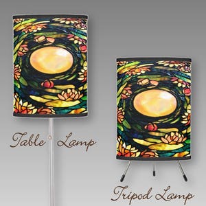 Table Lamp or Tripod Lamp • Design Based on image of Colorful Stained Glass Lampshade of Tiffany-Style Chandelier