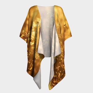 Elegant Designer-Style Draped Kimono Jacket • Fields of Gold • Exclusive Design • Classy, Stylish, Unique Apparel