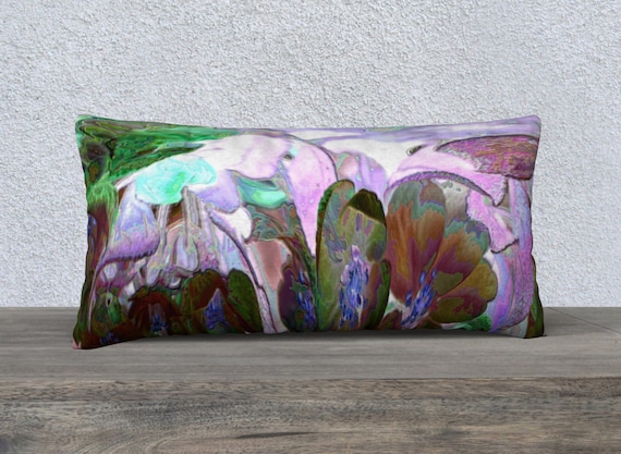 Pillow Cover • 24x12 • Oblong/Rectangular • "Luminescence (#1)" • Abstract Surreal Design • Polyester Velveteen