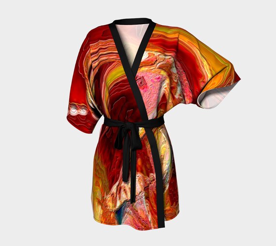 Elegant Designer-Style Kimono Robe • Luminescence (#2) • Exclusive Design • Classy, Stylish, Unique Apparel