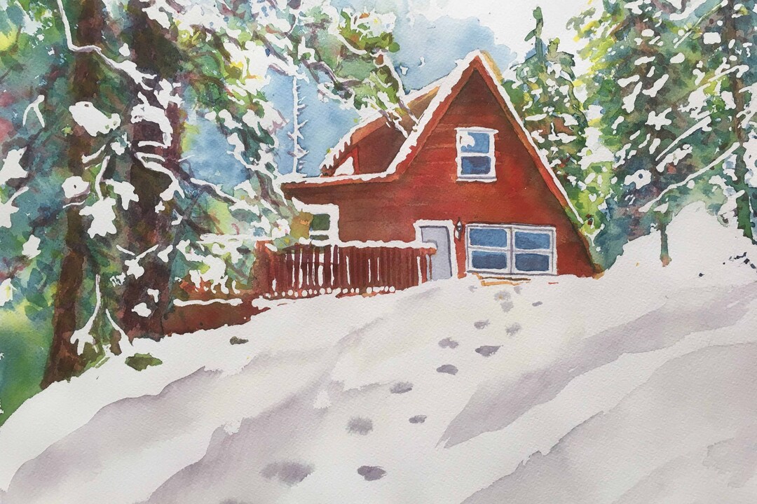 Your SNOWY CABIN Canvas Print - Etsy