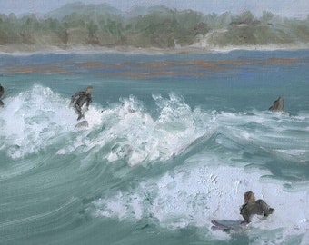 SURFERS Canvas print of original oil painting