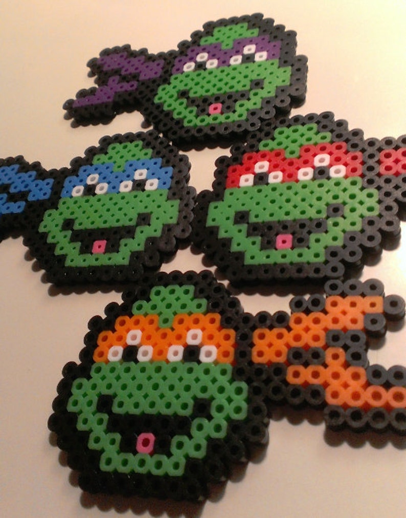 Teenage Mutant Ninja Turtles Perler Beads Etsy UK teenage-mutant-ninja-turtle-michelangelo-nerd-crafts-diy-arts-and