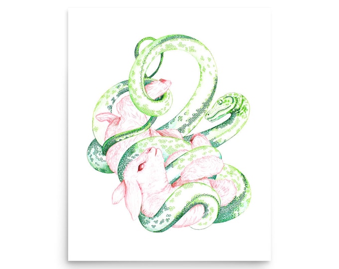 Mixed Media Art Prints - Serpent and Lamb Print