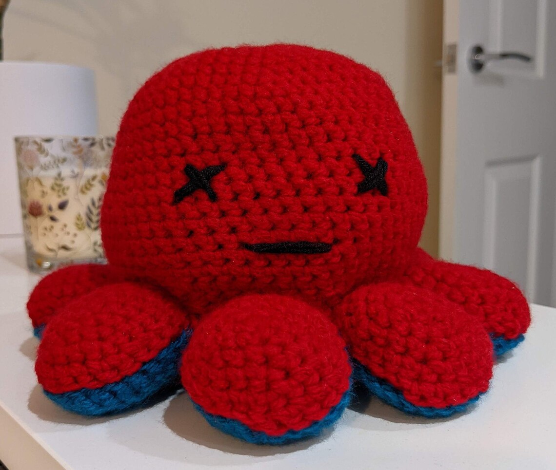 Crochet Reversible Octopus Happy Sad Mood Plush Teddy Gift | Etsy