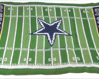 Patroonoverzicht en instructies voor het gehaakte voetbalveld Afghaanse deken - Dallas Cowboys -