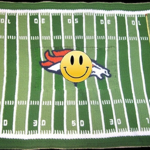 Denver Broncos Pattern Chart and Directions for Crochet Football Field Afghan Blanket