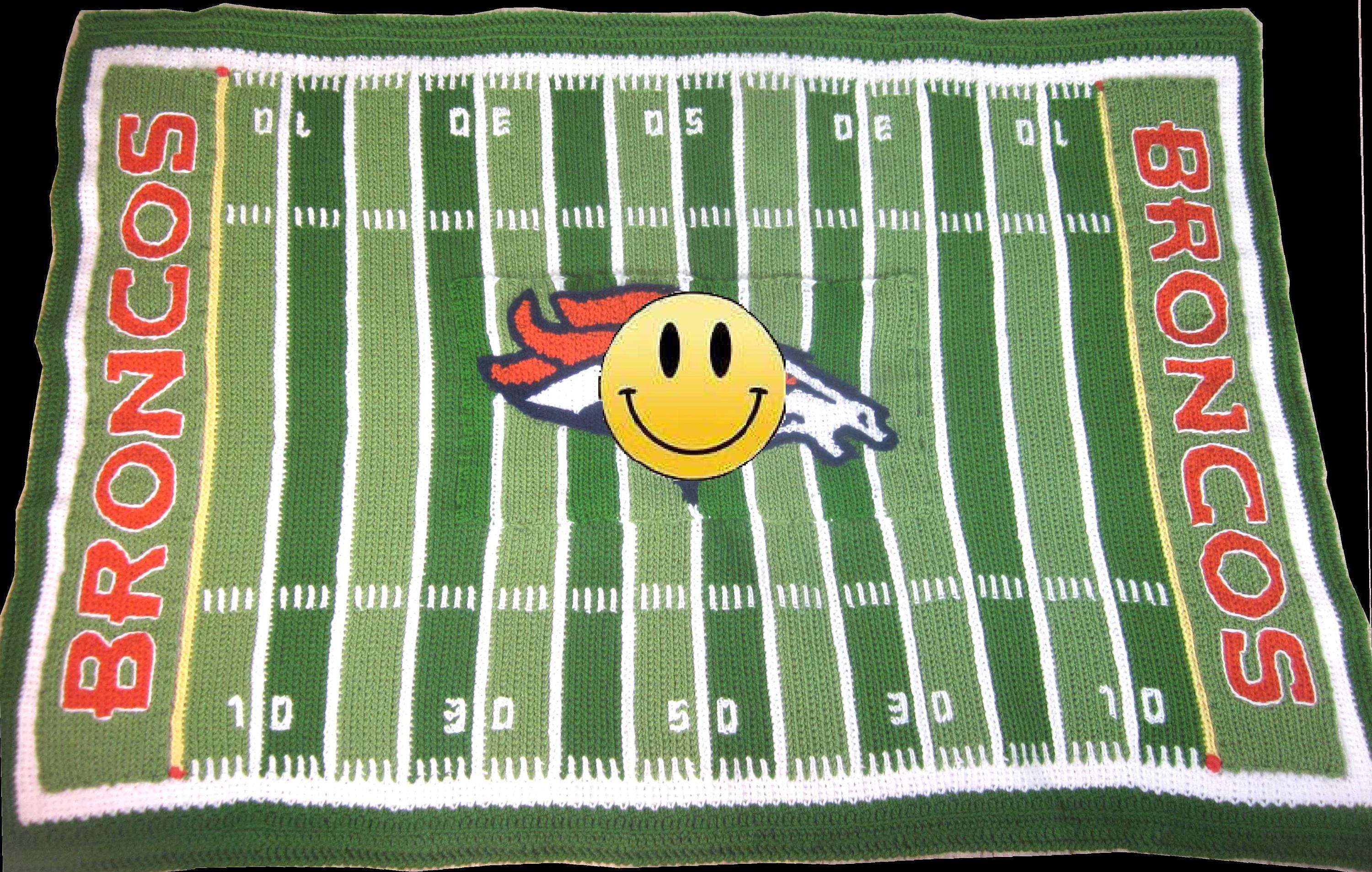 デンバー・ブロンコスのパターンチャートとかぎ針編みのフットボール