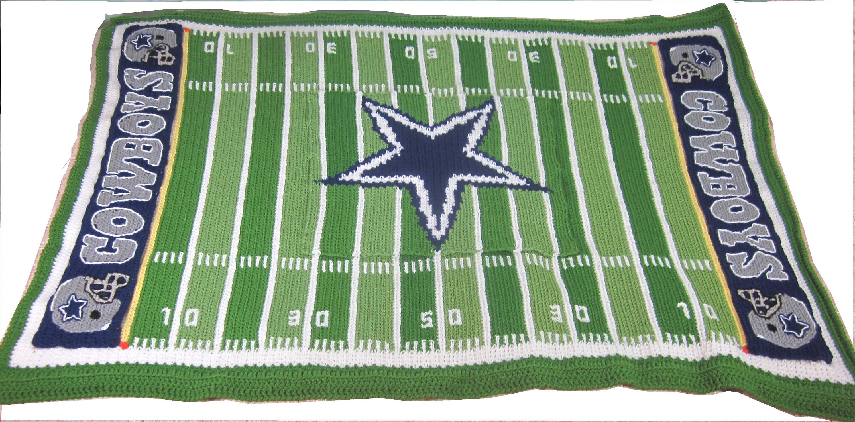 Pattern Chart for Crochet Football Field Afghan Blanket dallas Cowboys