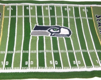 Pattern Chart and Directions for Crochet Football Field Afghan Blanket – Seattle Seahawks