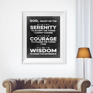 Serenity Prayer Serenity, Courage, Wisdom Includes 5x7, 8x10, 11x4, & 16x20 sizes INSTANT DOWNLOAD Printable .JPG Chalk Art image 1