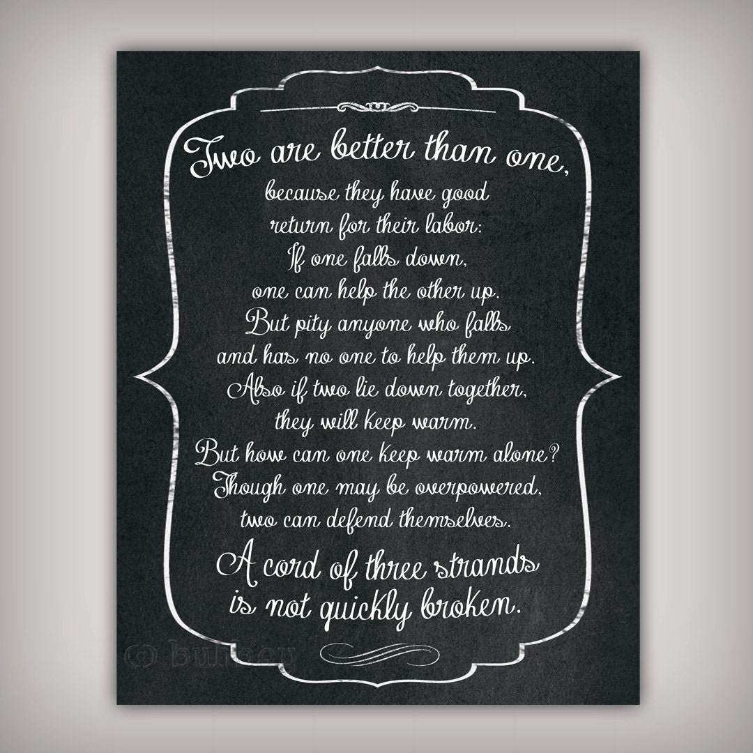 Two Are Better Than One Scripture Verse Art Print Ecclesiastes 4912 8x10 & 5x7 INSTANT