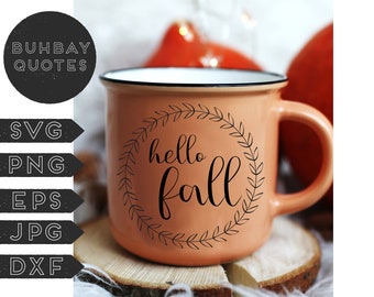 Hello Fall SVG, Cut File, Silhouette, Cricut, PNG, JPG, eps, dxf all included!