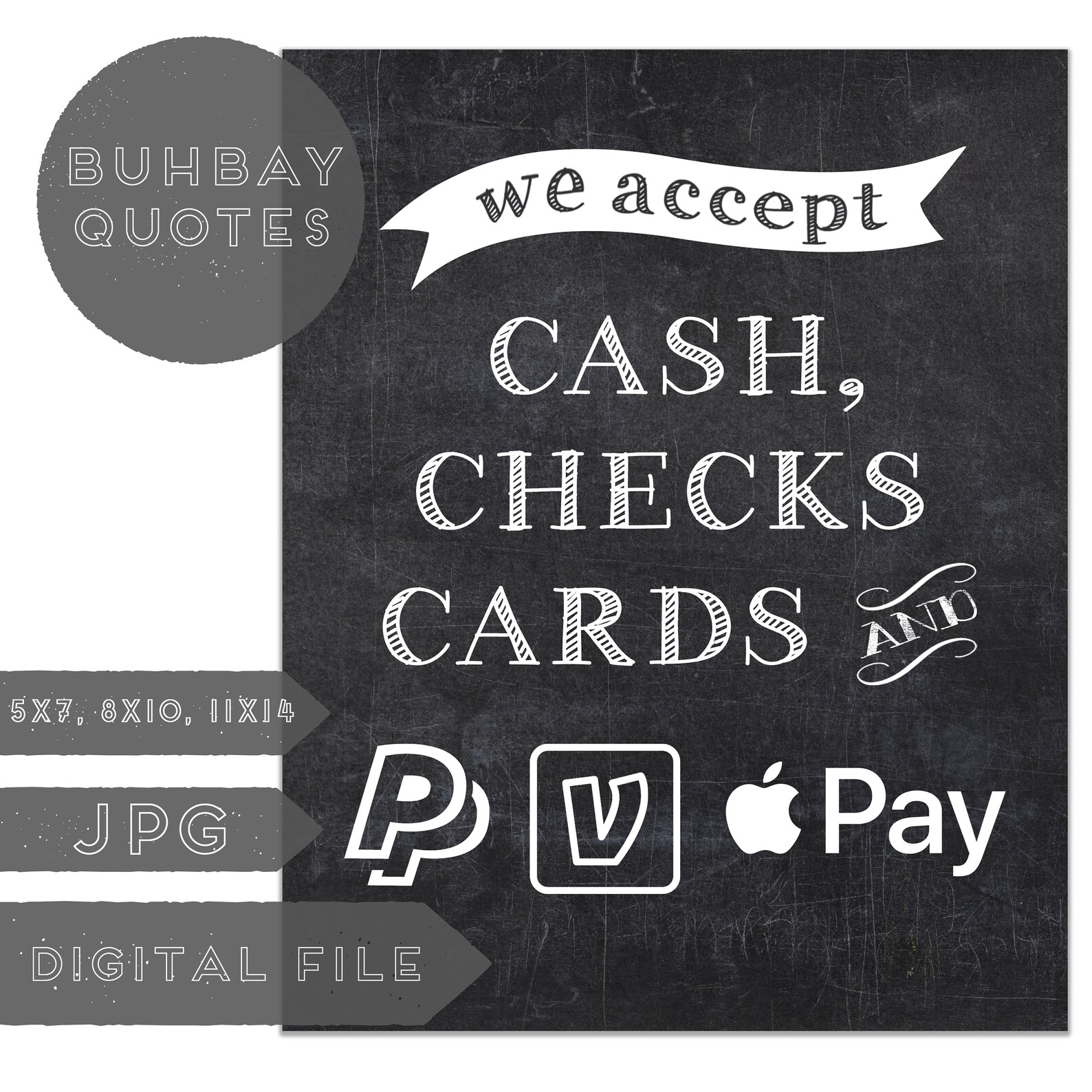Forms of Payment Accepted Chalk Sign Cash Credit Debit | Etsy