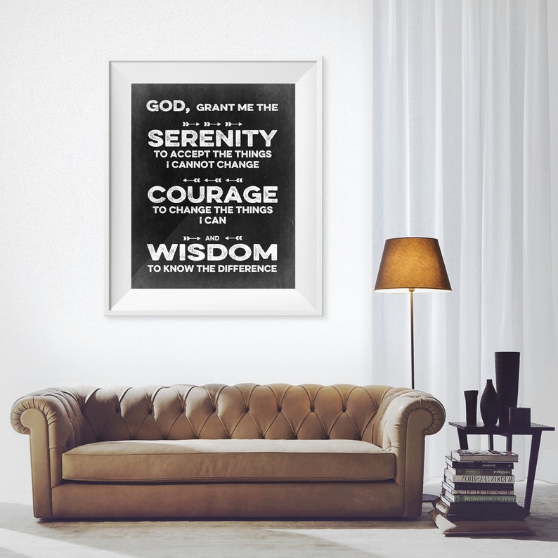 Serenity Prayer Serenity, Courage, Wisdom Includes 5x7, 8x10, 11x4, & 16x20 sizes INSTANT DOWNLOAD Printable .JPG Chalk Art image 1