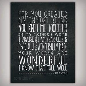You Knit Me Together Psalm139 Bible Verse Scripture Verse Art Print - 8x10 & 5x7 INSTANT DOWNLOADS - Printable .JPG Files