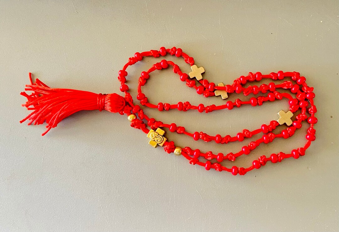 Greek Orthodox Prayer Rope, 100-bump, 50-knot 50-bead, Komboskini Red ...