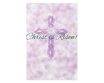 Garden flag - Christ is risen - purple and green