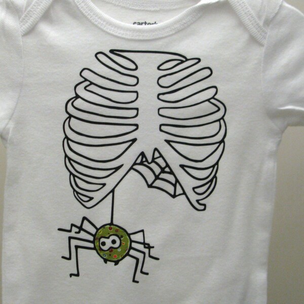 Spider ribcage skeleton onesie