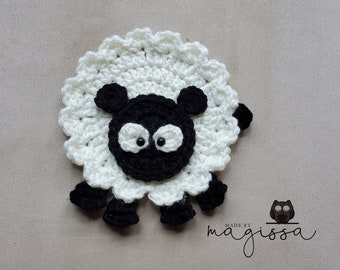 Fluffy Sheep Applique Crochet Pattern - Instant PDF Download