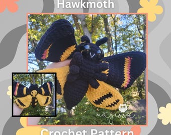 Dahlia the Death's-head Hawkmoth Plushie Pattern - Crochet Pattern - Instant PDF Download - Lepidoptera Series - Pollinator Pattern
