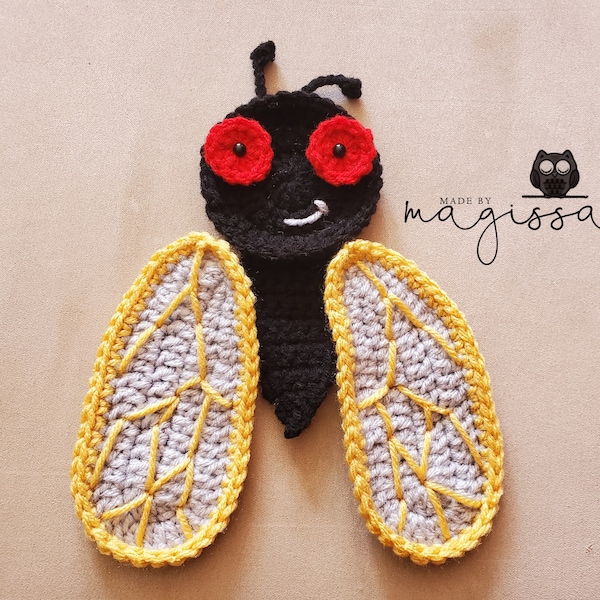 Cicada Applique Crochet Pattern - Téléchargement instantané de PDF