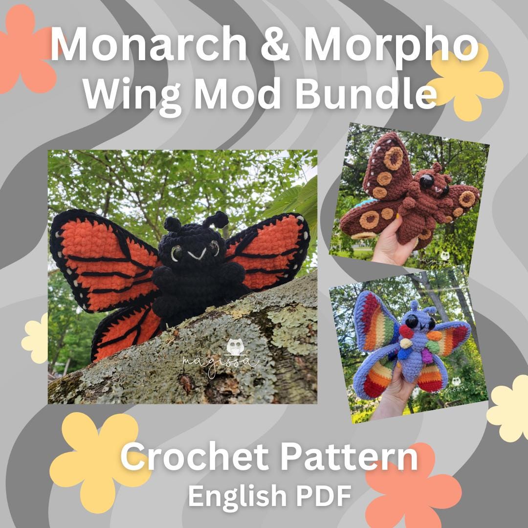 Mod Roc Butterflies Monarch & Blue Morpho Butterfly Wing Mod Bundle - Crochet Pattern ...