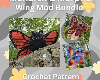 Wing Mod Bundle for Monarch & Blue Morpho Butterfly - Crochet Pattern - Instant PDF Download - Lepidoptera Series