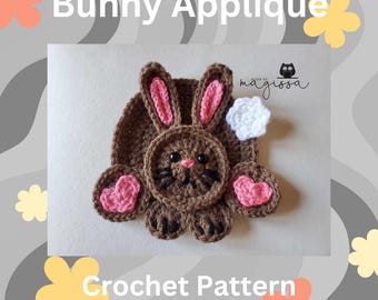 Bunny Rabbit Applique Crochet Pattern - Instant PDF Download