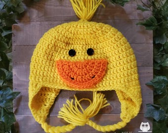 Crochet Duck Hat - Crochet Goose Hat - Handmade Crochet - Cozy Winter Hat
