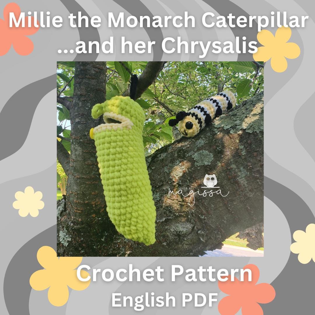 40 Crochet Snails, Slugs, Caterpillars, and Worms Patterns Worth Noticing 5 Millie the Monarch Caterpillar & Chrysalis