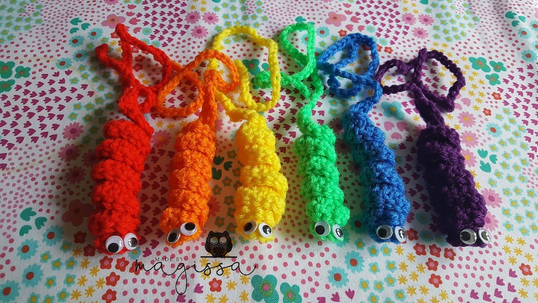 Crochet Wiggly Bookworm - Emotional Support Bookworm - Book Lover Gift ...