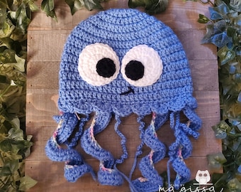 Crochet Jellyfish Hat, Newborn Photo Prop, Nautical Baby  display picture 1