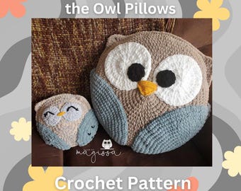 Owlivia y Owlexander, los cojines de búho - Patrón de cojín a crochet - Descarga instantánea en PDF
