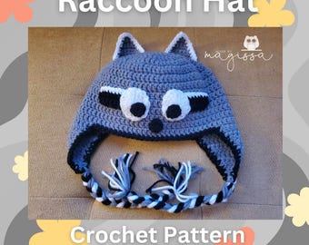 Raccoon Hat Crochet Pattern - Instant PDF Download