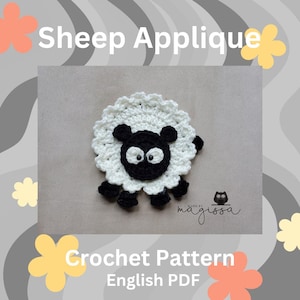 Patrón de crochet para aplique de oveja esponjosa - Descarga instantánea en PDF