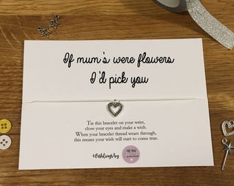 Personalised Wish Bracelet mummy if mum's were like flowers mothers gift card