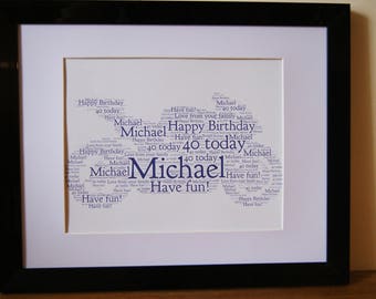 Personalised Word Art Print motorbike dad father grandfather typography card Frame
