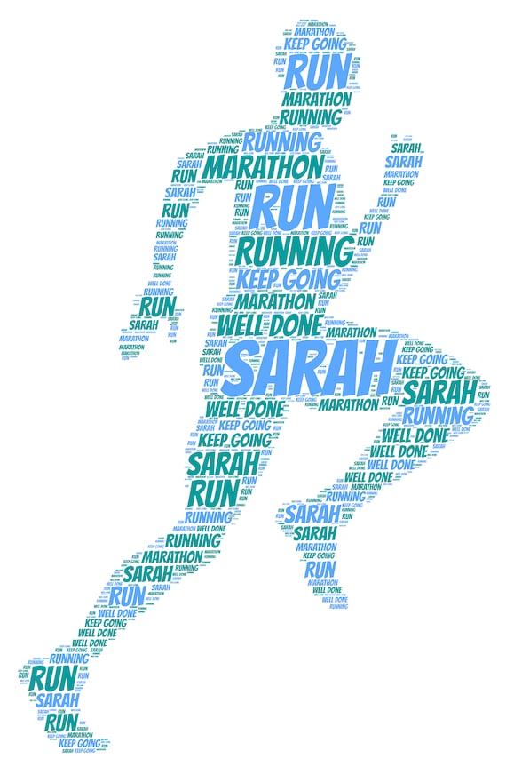 Personalised Word Art Male Female Athlete Marathon Runner Print Frame Gift 