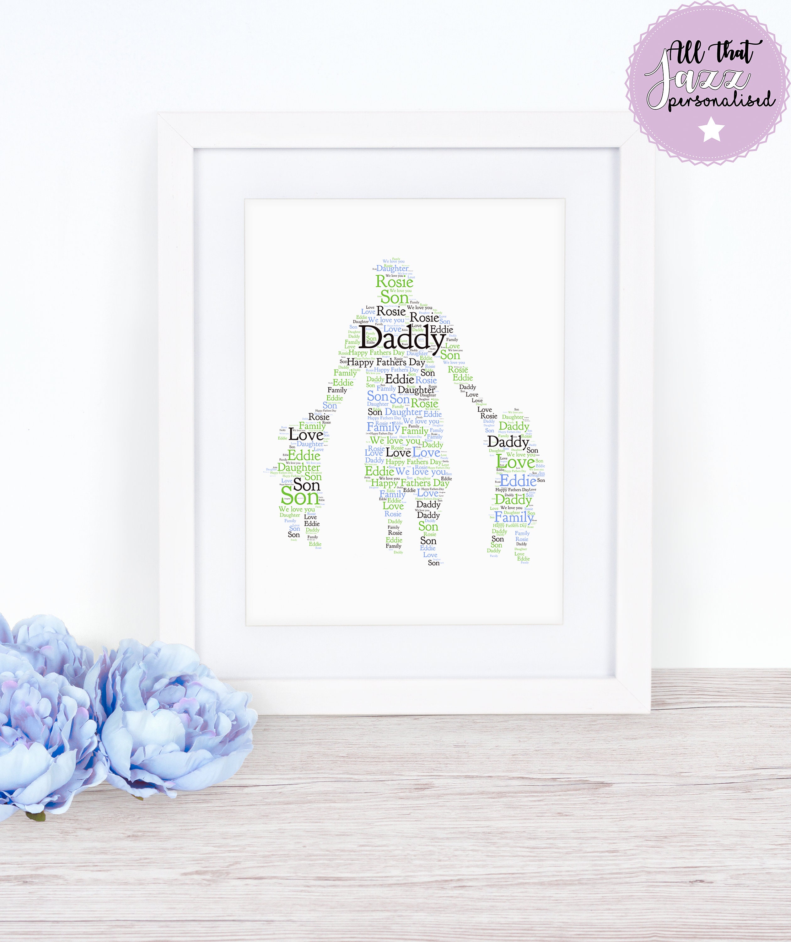 Details about   Personalised Word Art Dad Daddy Son Daughter Father's Day Birthday Print Gift