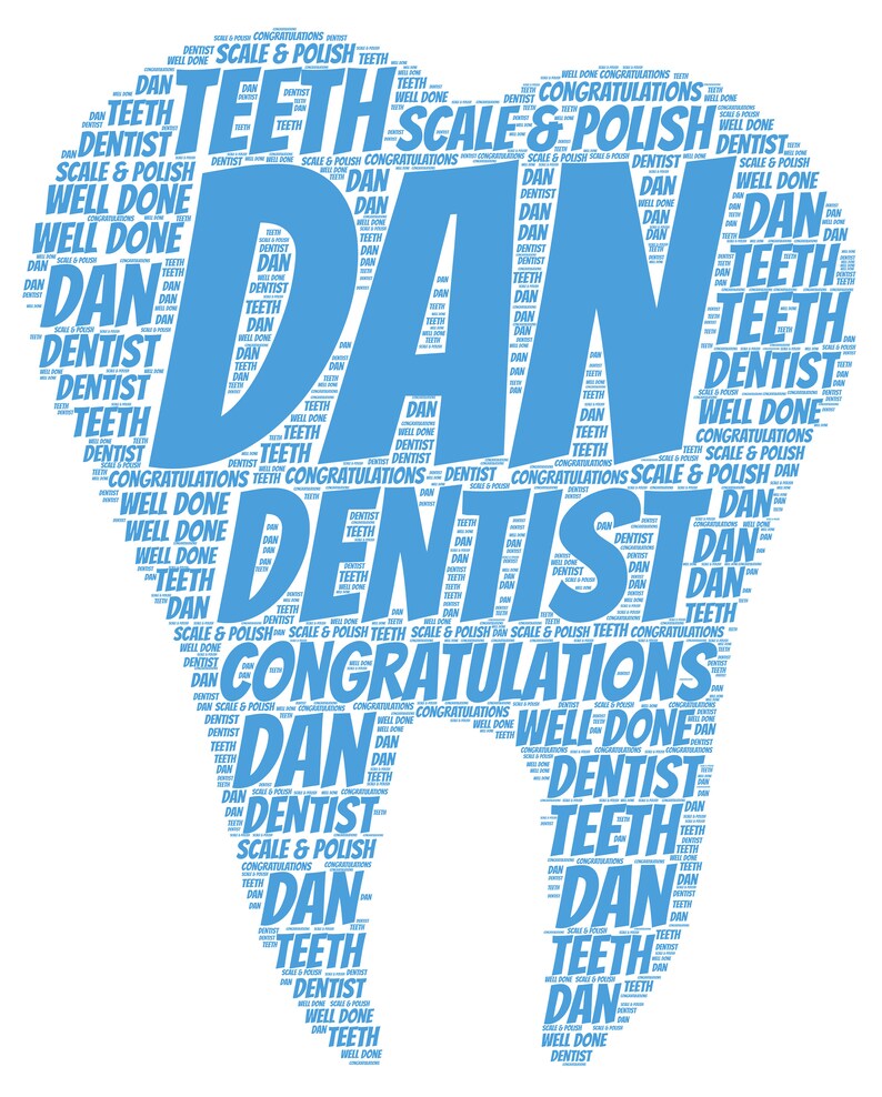 Personalised Word Art Print Dentist Dental Teeth Tooth Well Etsy