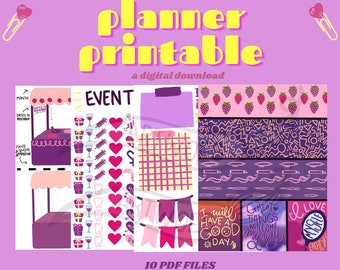 ARTWOE Printable Planner - Digital Download, Printable Stickers, Fun Planner, PDF Files, Universal Planner, Customizable Planner