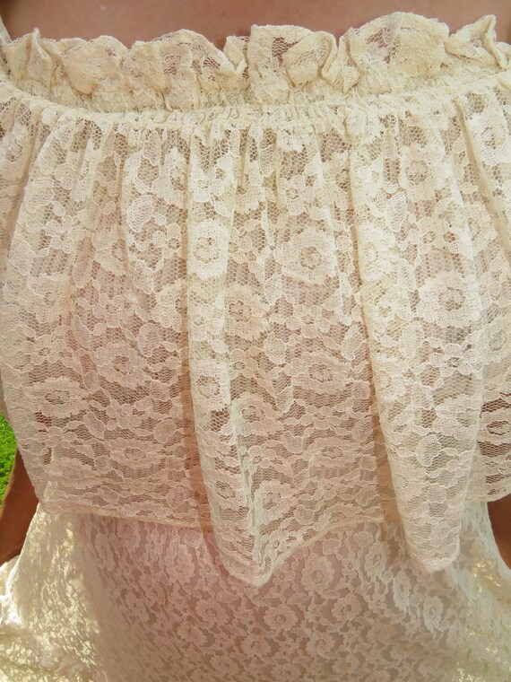 Vintage 1970s Gunne Sax Cream Lace Southern Belle… - image 6