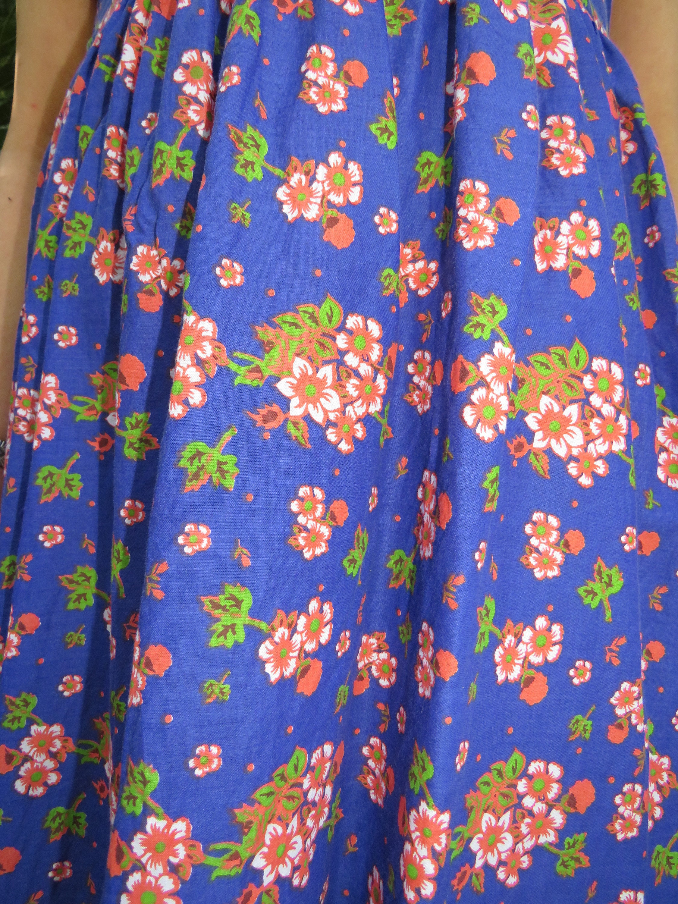 Vintage Blue Floral Cotton Sundress With Cross Over Bodice - Etsy UK