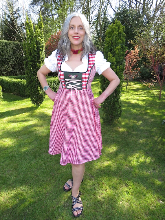 Vintage Pinafore Style Red Gingham Snow White Cou… - image 1