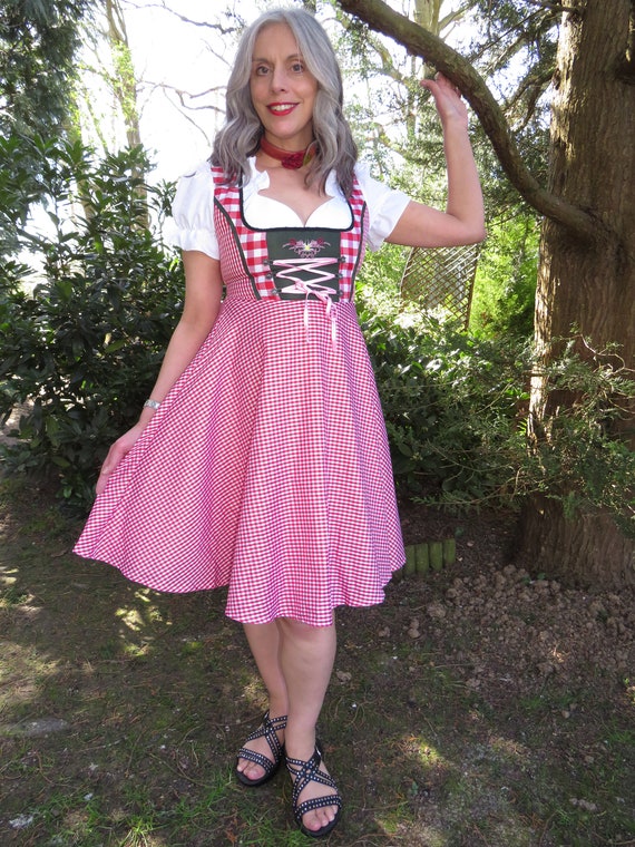 Vintage Pinafore Style Red Gingham Snow White Cou… - image 9