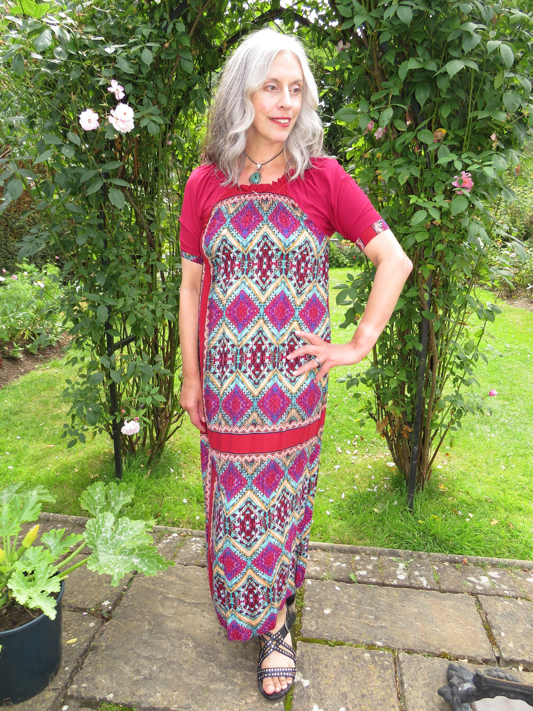 Vintage Aztec Print Kaftan Maxi Dress: Shirred Bodice Boho Festival Style -  Etsy