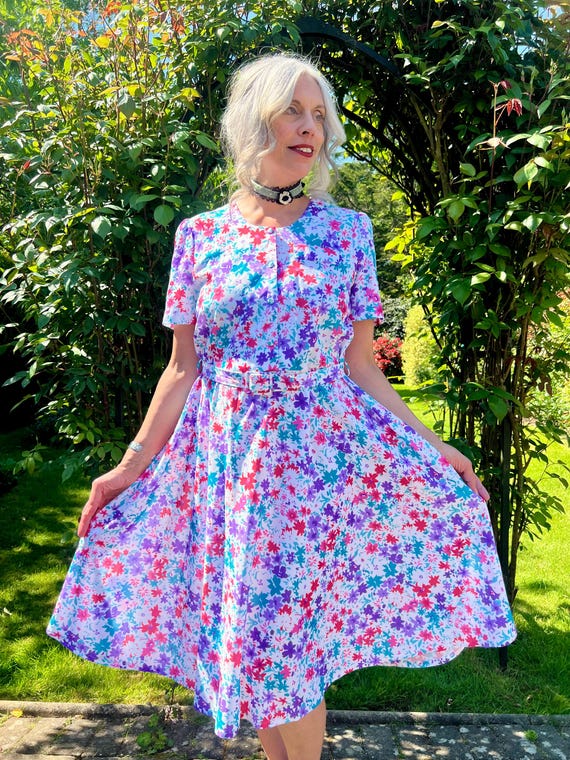 Vintage 80s Floral Tea Dress: Debenhams Button-front Midi, UK Size 16 -  Etsy Israel