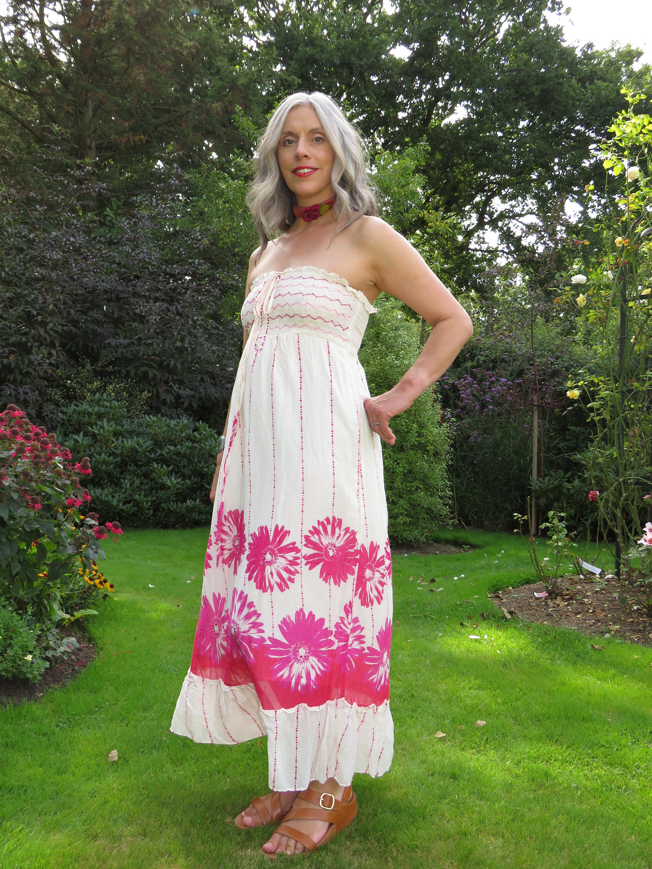 Vintage Cotton Gauze Maxi Sundress With 