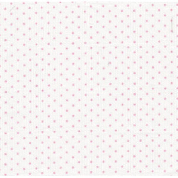 Small Pink Dots on White Fabric - Fabric by the yard - FBY - Fabric Finders